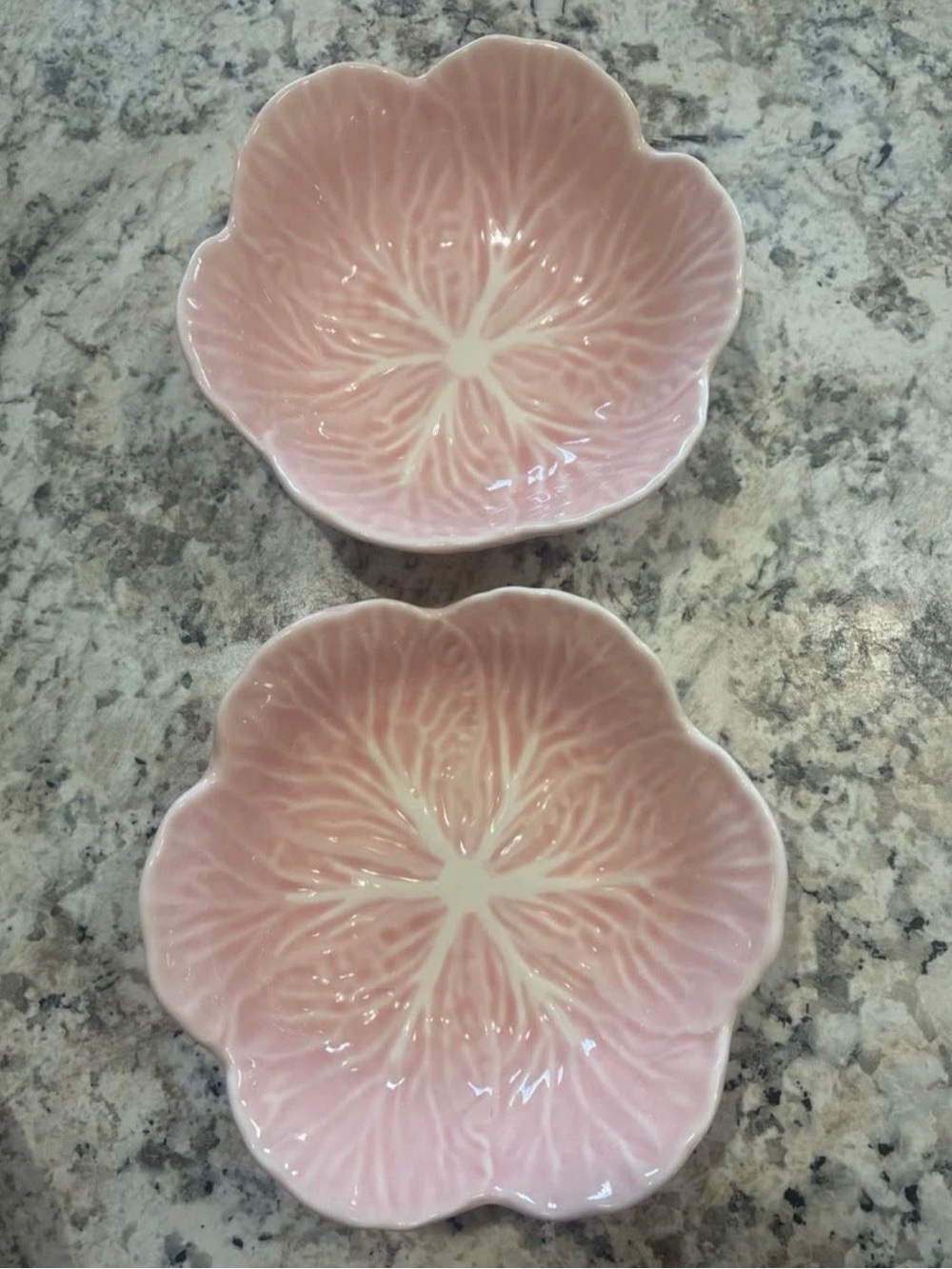 New Set of 5 Pink Cabbage Ceramic Bowls Bordallo Pinerio Style Cottagecore - Picture 2 of 4